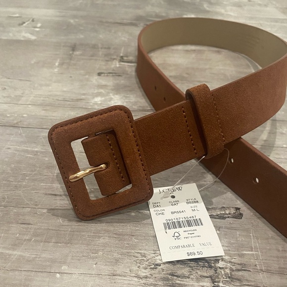 NEW Women’s J. Crew Brown Suede Belt with Square Buckle M/L - Picture 5 of 9